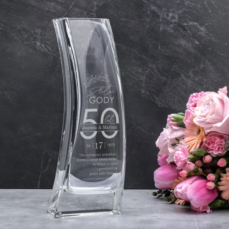 Vase mit Gravur - Lilie - WAZ016 - Goldene Hochzeit