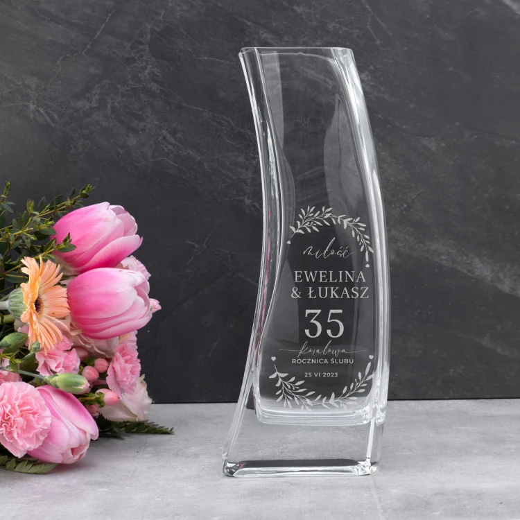 Vase mit Gravur - Lilie - WAZ017 - Korallenhochzeit Jubiläum