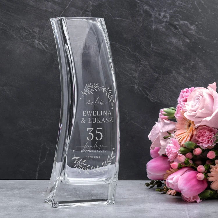 Vase mit Gravur - Lilie - WAZ017 - Korallenhochzeit Jubiläum