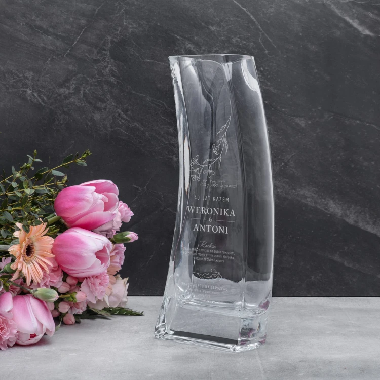 Vase mit Gravur - Lilie - WAZ018 - 40 Jahre zusammen