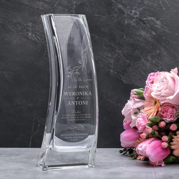 Vase mit Gravur - Lilie - WAZ018 - 40 Jahre zusammen