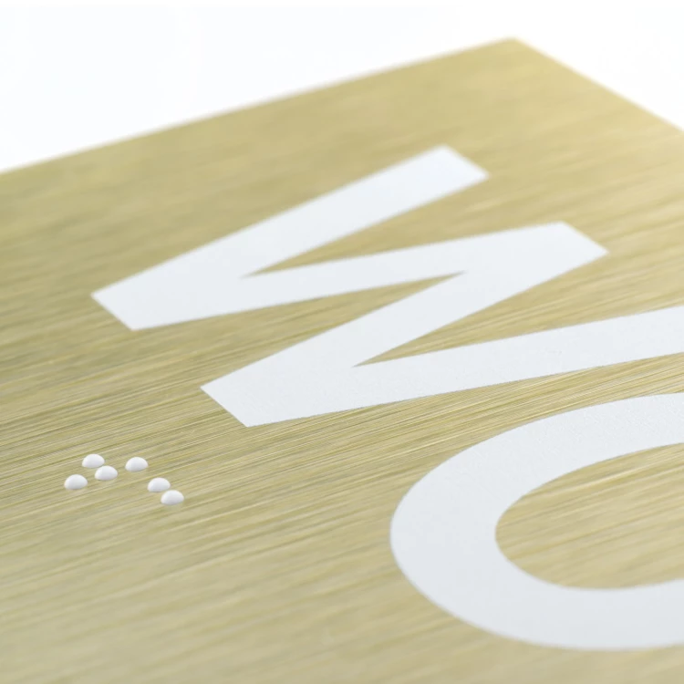 WC - Schild mit Braille-Schrift - goldener Dibond - Größe 115x80mm - TAB540
