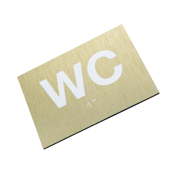 WC - Schild mit Braille-Schrift - goldener Dibond - Größe 115x80mm - TAB540