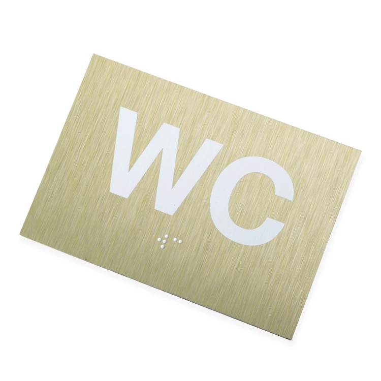 WC - Schild mit Braille-Schrift - goldener Dibond - Größe 115x80mm - TAB540