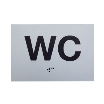 WC - Schild mit Braille-Schrift - mattes silbernes Dibond - Größe 115x80mm - TAB541