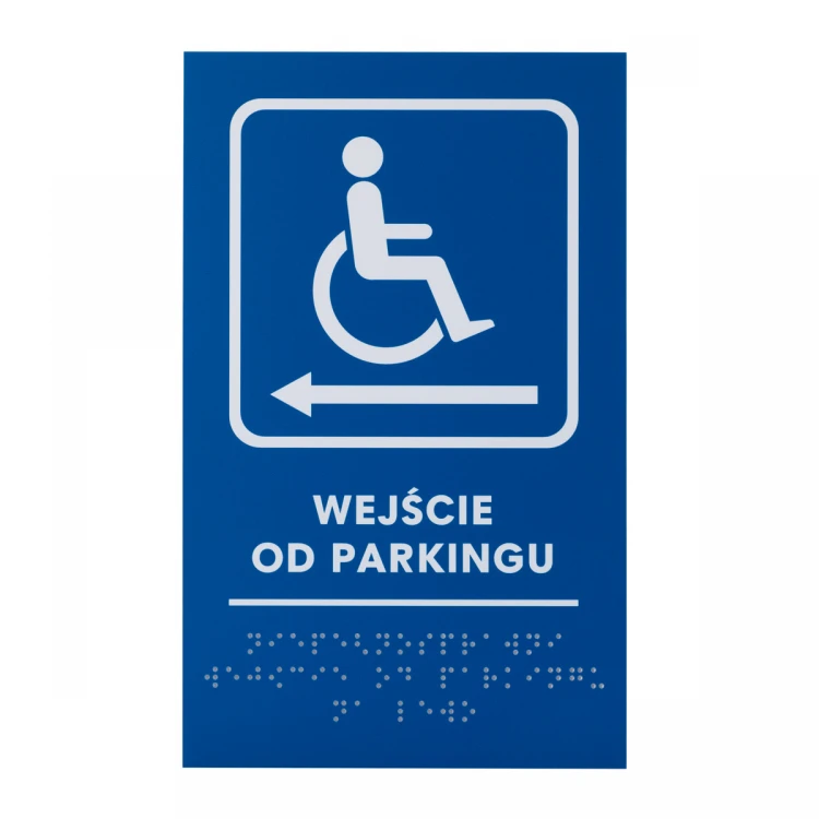 Eingang vom Parkplatz - Schild mit Braille-Schrift - Größe 140x225mm - Hartes PVC - TAB478