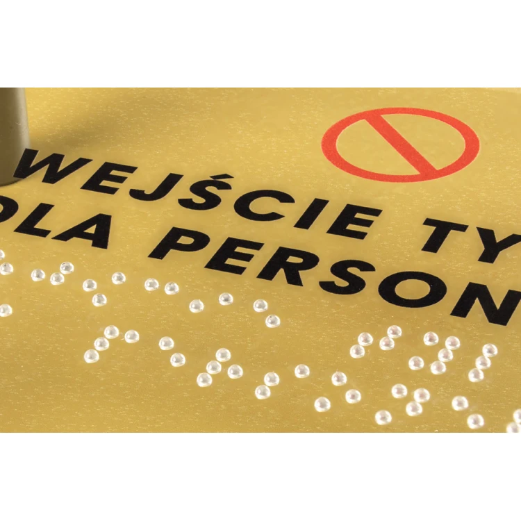 Zutritt nur für Personal - Plexiglasschild mit Braille-Schrift auf Abstandshaltern - Maße 160x100mm - TAB262
