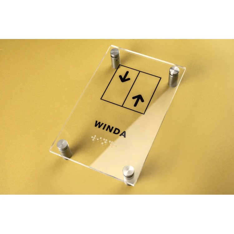 Aufzug - Plexiglasschild mit Braille-Alphabet auf Abstandshaltern - Größe 100x160mm - TAB261