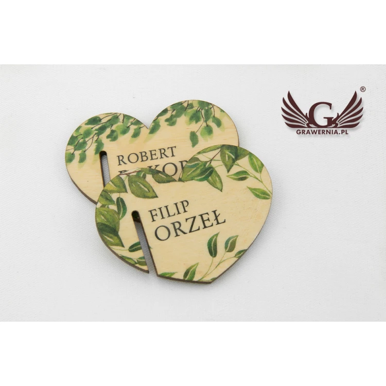 Sektglasanhänger - Holzherzen - UV-Druck - WK004