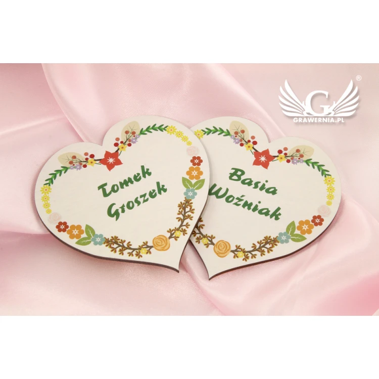 Hochzeitsetiketten - Holzherz - UV-Druck - WIN001