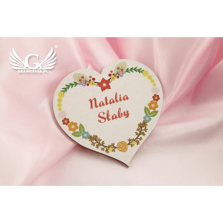 Hochzeitsetiketten - Holzherz - UV-Druck - WIN001