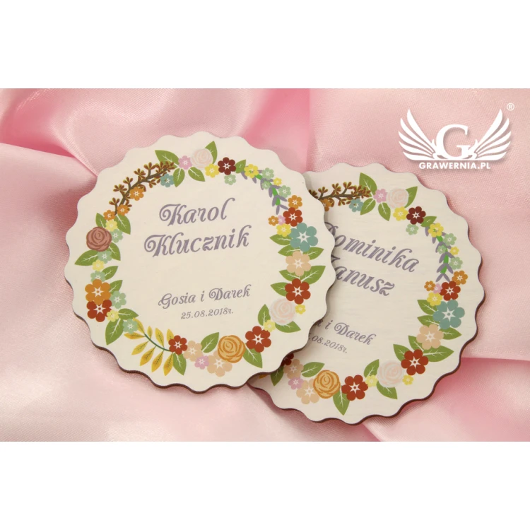Hochzeitsetiketten - Holzkreise - UV-Druck - WIN002