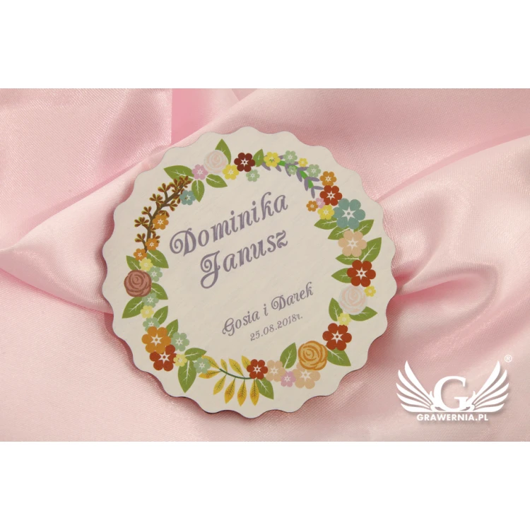 Hochzeitsetiketten - Holzkreise - UV-Druck - WIN002