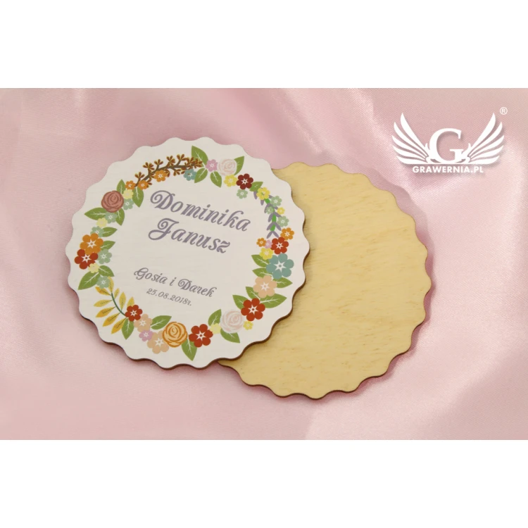 Hochzeitsetiketten - Holzkreise - UV-Druck - WIN002