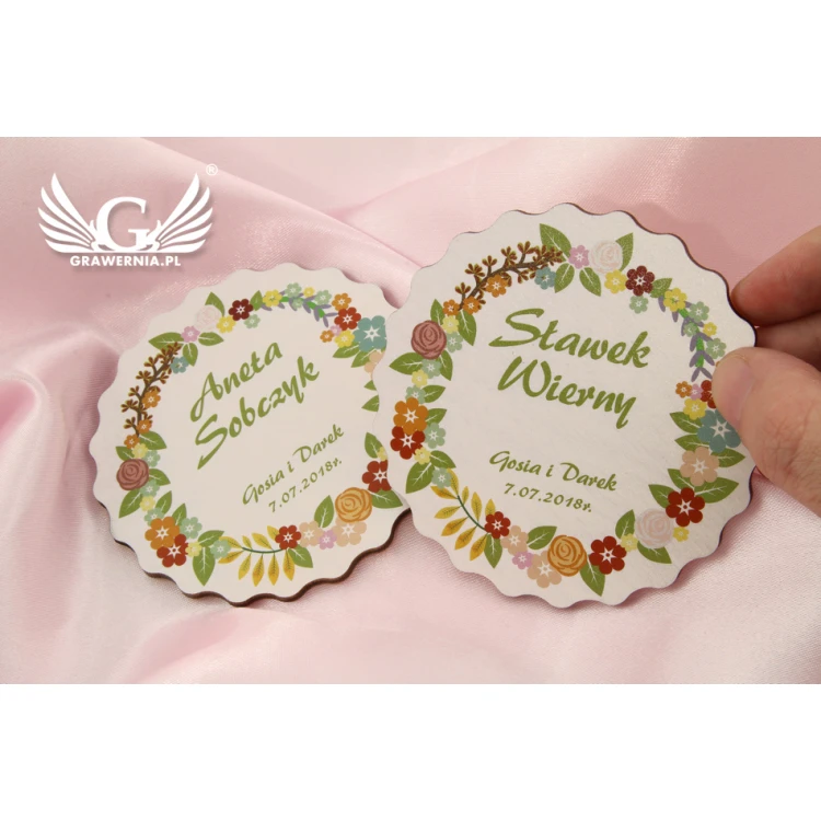 Hochzeitsetiketten - Holzkreise - UV-Druck - WIN002