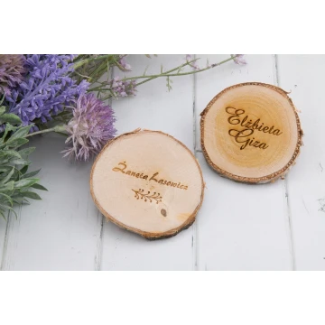 Hochzeitsetiketten - Birkenrinde - Lasergraviert - WIN003
