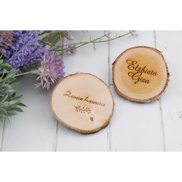 Hochzeitsetiketten - Birkenrinde - Lasergraviert - WIN003