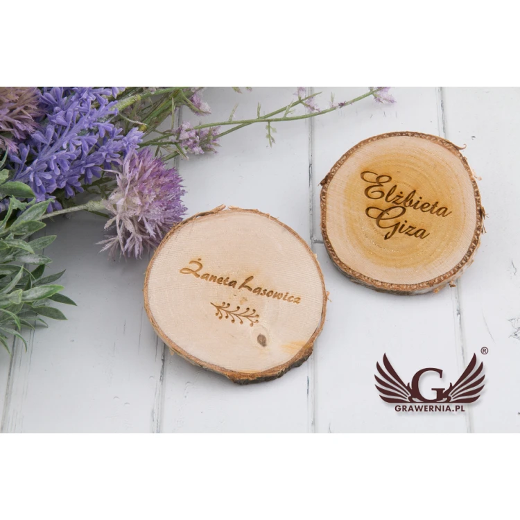 Hochzeitsetiketten - Birkenrinde - Lasergraviert - WIN003