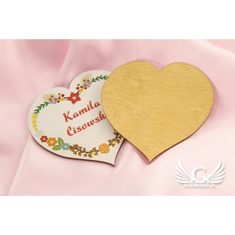 Hochzeitsetiketten - Holzherz - UV-Druck - WIN001