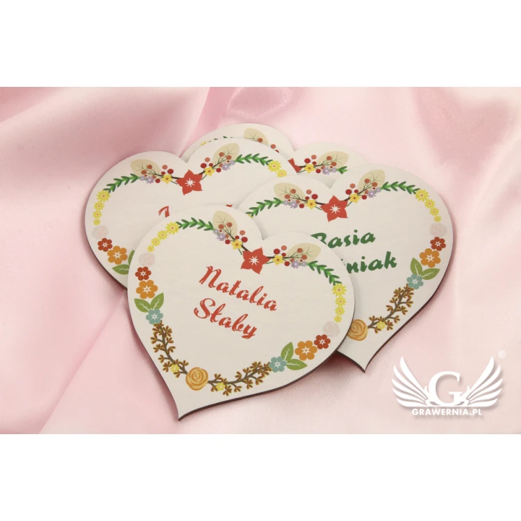 Hochzeitsetiketten - Holzherz - UV-Druck - WIN001