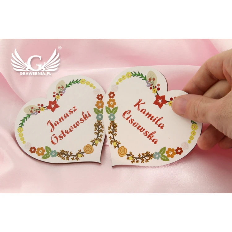 Hochzeitsetiketten - Holzherz - UV-Druck - WIN001