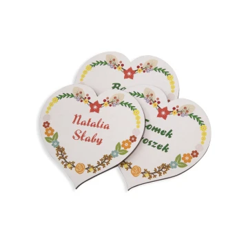 Hochzeitsetiketten - Holzherz - UV-Druck - WIN001