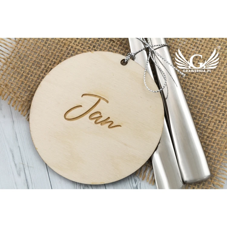 Hochzeitsetiketten aus natürlichem Holz, lasergraviert - WIN004