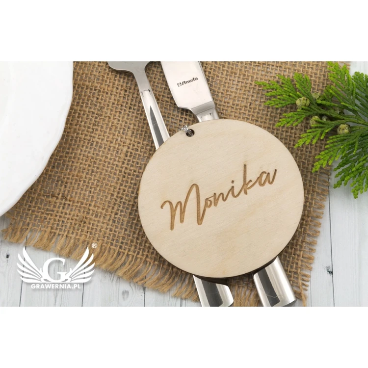 Hochzeitsetiketten aus natürlichem Holz, lasergraviert - WIN004
