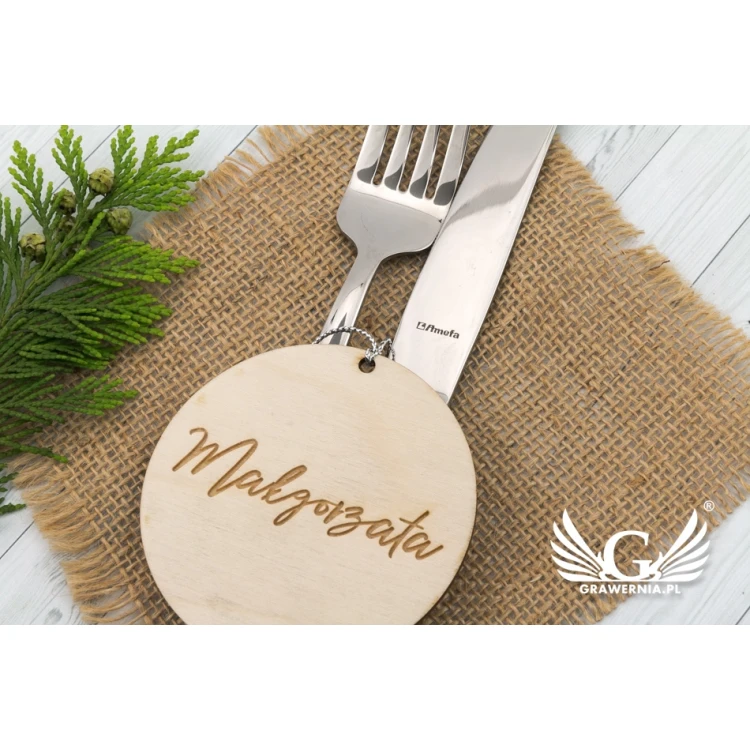 Hochzeitsetiketten aus natürlichem Holz, lasergraviert - WIN004