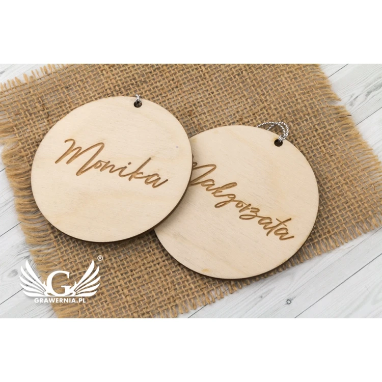 Hochzeitsetiketten aus natürlichem Holz, lasergraviert - WIN004