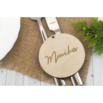 Hochzeitsetiketten aus natürlichem Holz, lasergraviert - WIN004