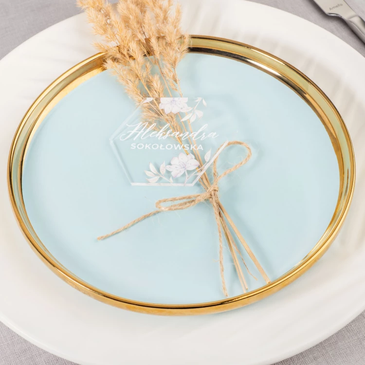 Hochzeitsetiketten aus transparentem Plexiglas mit UV-Druck - WIN005