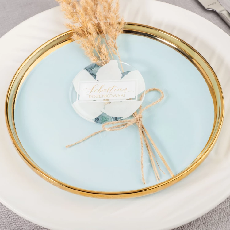 Hochzeitsetiketten aus transparentem Plexiglas mit UV-Druck - WIN008