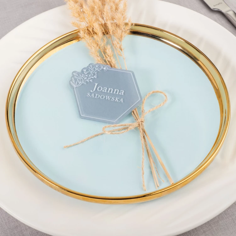 Hochzeitsetiketten aus transparentem Plexiglas mit UV-Druck - WIN010