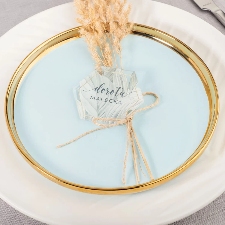 Hochzeitsetiketten aus transparentem Plexiglas mit UV-Druck - WIN012