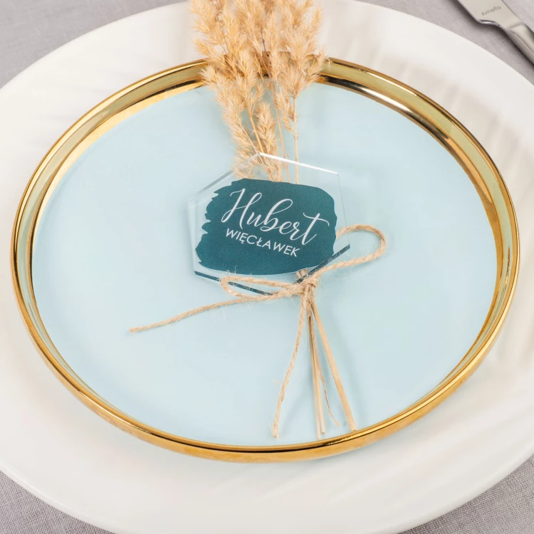 Hochzeitsetiketten aus transparentem Plexiglas mit UV-Druck - WIN016