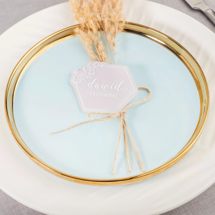 Hochzeitsetiketten aus transparentem Plexiglas mit UV-Druck - WIN017