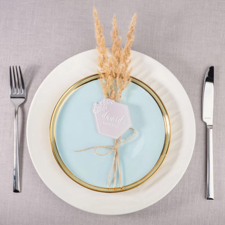 Hochzeitsetiketten aus transparentem Plexiglas mit UV-Druck - WIN017