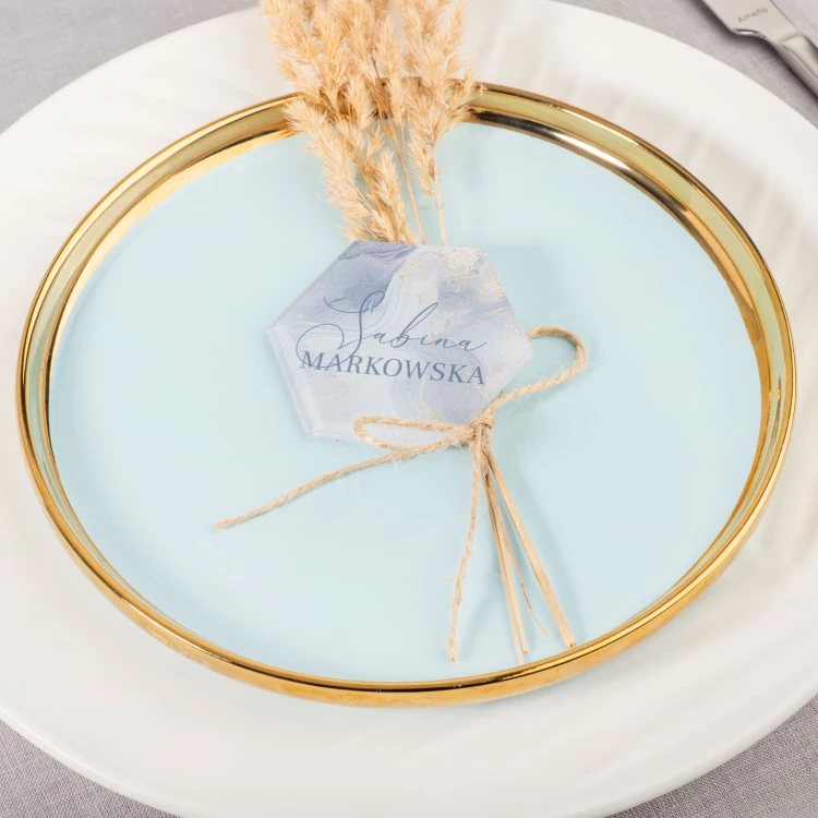 Hochzeitsetiketten aus transparentem Plexiglas mit UV-Druck - WIN021
