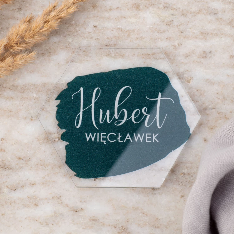 Hochzeitsetiketten aus transparentem Plexiglas mit UV-Druck - WIN016