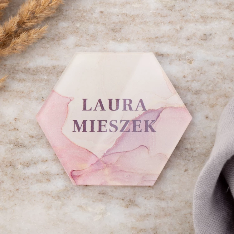 Hochzeitsetiketten aus transparentem Plexiglas mit UV-Druck - WIN022