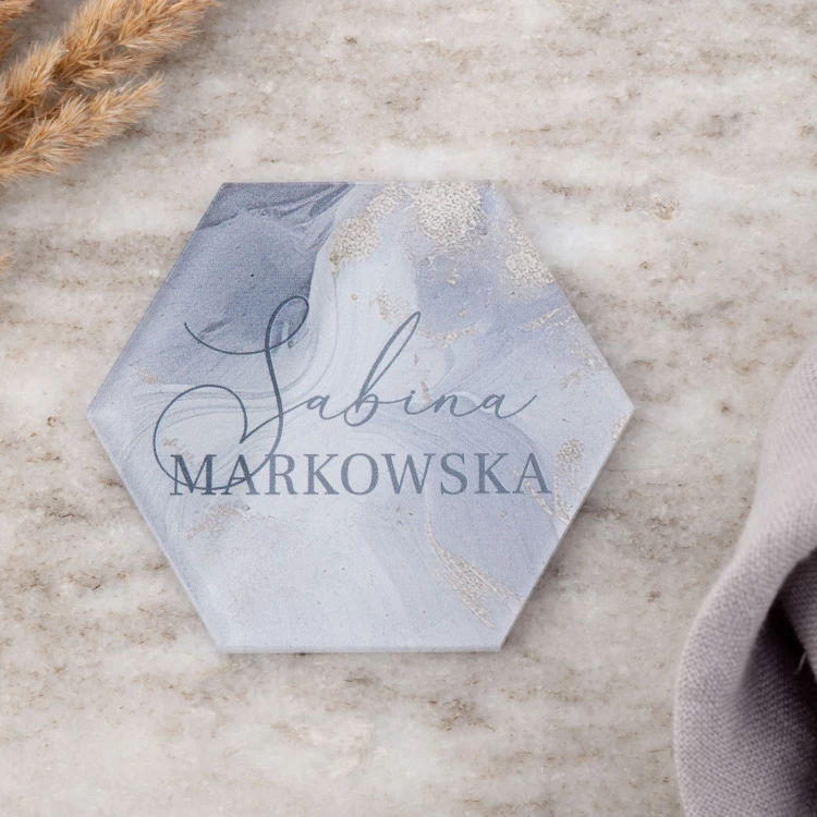 Hochzeitsetiketten aus transparentem Plexiglas mit UV-Druck - WIN021