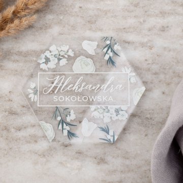 Hochzeitsetiketten aus transparentem Plexiglas mit UV-Druck - WIN019