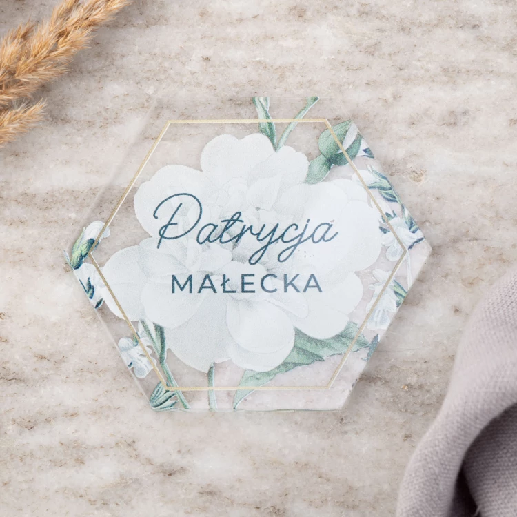 Hochzeitsetiketten aus transparentem Plexiglas mit UV-Druck - WIN018