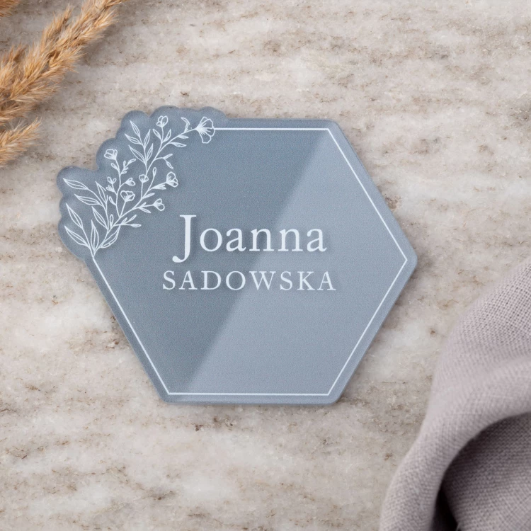Hochzeitsetiketten aus transparentem Plexiglas mit UV-Druck - WIN010