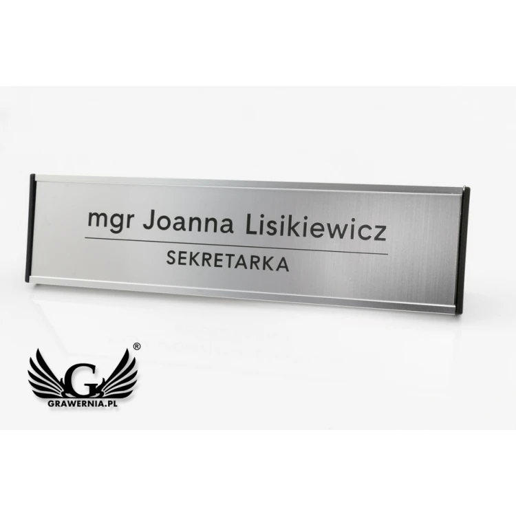 Schreibtischvisitenkarte mit graviertem Schild - Silber - WIZ001