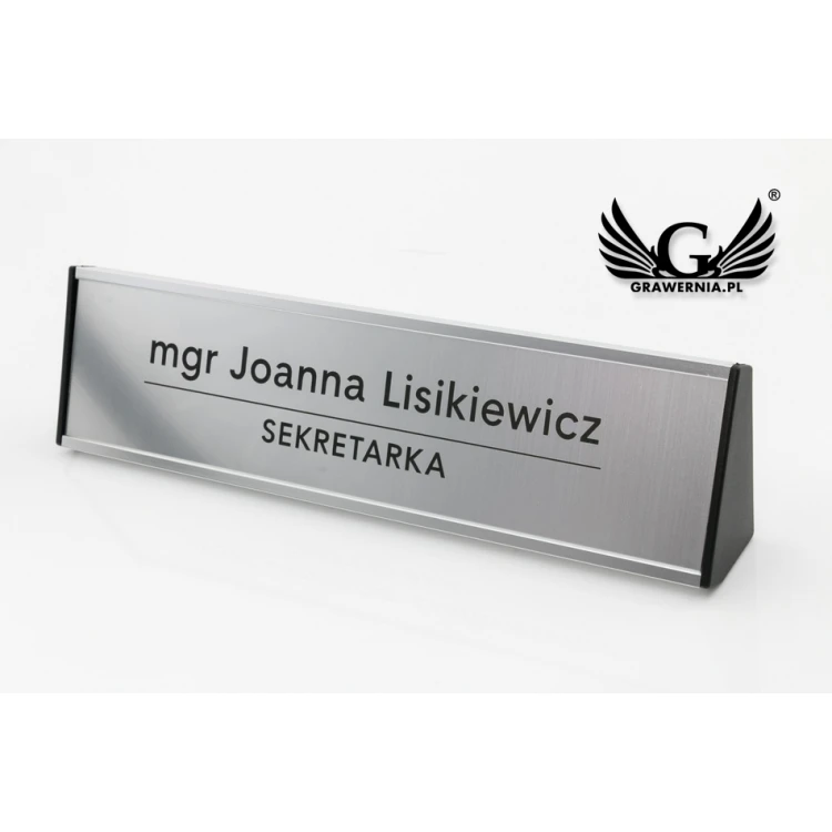 Schreibtischvisitenkarte mit graviertem Schild - Silber - WIZ001