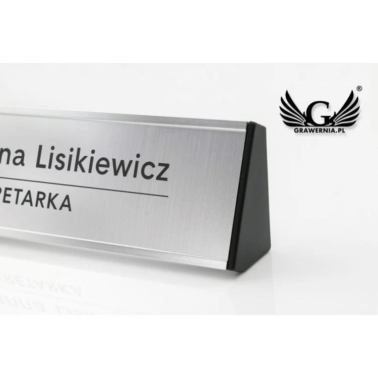 Schreibtischvisitenkarte mit graviertem Schild - Silber - WIZ001