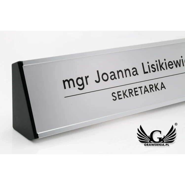 Schreibtischvisitenkarte mit graviertem Schild - Silber - WIZ001