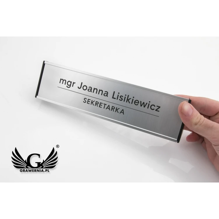 Schreibtischvisitenkarte mit graviertem Schild - Silber - WIZ001